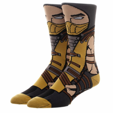 Mortal Kombat Scorpion Character Crew Socks